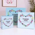 Three light blue paper gift bags in various sizes with floral heart and THANK YOU text - Medium (20*8*20cm) / Blue Floral Thank You