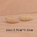 Pair of 18k gold plated hollow leaf charms for jewelry making, 2.5cm size - Golden Hollow Leaf Style (M60008)