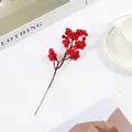 Vibrant red artificial berry stems for home decor with glossy finish and lifelike details - Red 8-prong Foam Particles
