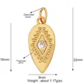 Gold teardrop Evil Eye pendant with clear zircon and geometric diamond texture pattern - Gold Water Drop