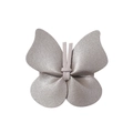 Pince à cheveux papillon argentée avec finition en cuir métallique pour filles - gris foncé
