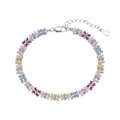 Elegant S925 sterling silver bracelet with multi-colored floral zircon and lobster clasp - 925 Silver / Marquise Flower Cluster (DY150244-CS)