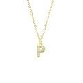 Gold-plated square letter P necklace with micro-paved sparkling cubic zirconia stones - Letter P