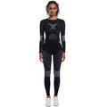 Détails de l'ensemble de sport sans couture avec textures de compression violettes et coupe slim - Noir Violet