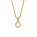 Elegant gold twist chain necklace featuring a minimalist circular zircon encrusted pendant - Letter O