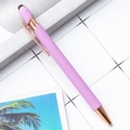 Retractable lilac purple ballpoint pen with rose gold accents and stylus tip - Pale Purple