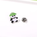Cute enamel panda brooch with green bamboo hat and secure silver butterfly clasp - Panda With Bamboo Hat Type 2 (CZ0537-3)