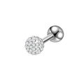 Silver titanium steel labret stud featuring a sparkling clear crystal paved ball - 1.2*6*3mm