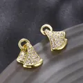 18K gold-plated fan-shaped earrings paved with clear zircons for a luxury look - Fan Skirt Shape (011)