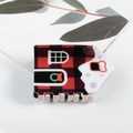 Süße Haarklammer in Hausform mit rot-schwarzem Karomuster und weihnachtlichen Motiven - Rot-schwarz Kariertes Weihnachtshaus