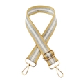 Adjustable yellow and silver striped wide bag strap with gold lobster clasps and hardware - Yellow