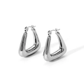 Modern minimalist silver triangle hoop earrings in polished stainless steel for women - Triangle Hoop Style (ETE6007-S)