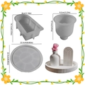 DIY 3-piece striped tray and vase silicone mold set for resin and plaster casting - Vase Candle Tray Set