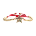 Verstellbares rotes Webarmband mit goldenem MOM-Sternanhänger und bunten Zirkonia - Goldene Perlenkette Stern MOM