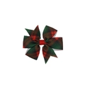 Detail einer mehrlagigen rot-grünen Karo-Haarschleife aus Stoff für Mädchen-Weihnachtsfeiern - Stil 21