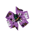 Fiocco per capelli viola di Halloween con cappello da strega nero e motivi spettrali - Viola Stile Cappello