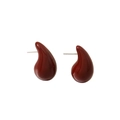 Boucles d'oreilles gouttes minimalistes en émail rouge foncé au design bean vintage - Style Petite Goutte d'Eau (ER-422D01-1)