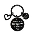 Black stainless steel heart keychain with I Love You Forever and Always engraving - I LOVE YOU forever & always (XYY029) Black