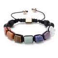 Handmade woven bracelet with seven colorful natural stones and black lava beads - Energy Balance / Multicolor 2