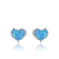 Orecchini a lobo in argento sterling S925 con opale blu a cuore e zirconi cubici - Argento Sterling S925 (Opale Blu)