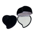Scatola porta anelli nera a cuore con rilievo a rosa e interno bianco elegante - 6*6*4CM / Nero (Interno Bianco)