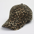 Close-up of vintage leopard print baseball cap showing detailed fabric texture and patterns - Adjustable / Khaki