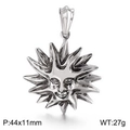Colgante tótem cara dios del sol en acero inoxidable plateado estilo retro para hombre - Cara Radiante de Dios del Sol (KP36495-D)