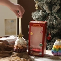 Fuzzy Christmas tree sock set in a festive red gift box with rainbow and brown colors - Snow Top Coffee With Gift Box