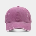 Distressed pastel purple washed cotton baseball cap with vintage frayed ripped details - Adjustable / Mauve