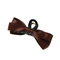 Elegant deep brown satin bow hair clip with a smooth glossy finish and secure grip - Large Claw Clip / Dark Coffee