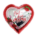 Globo de papel de aluminio rojo corazón con texto Feliz dia Mamá y rosas rosadas - 18 Pulgadas Encaje Rojo Corazón Feliz Día Mamá (TX028)