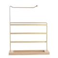Large capacity iron earring organizer stand in luxury gold finish with wooden base - Gold