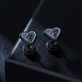 Gothic heart shield earrings with cross pattern in black and white finish for unisex - Single Piece / Black