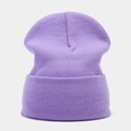 Close-up of light purple knitted beanie showing rib-knit texture and soft warm fabric - Light Purple