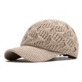 Gorra de béisbol de punto trenzado en color beige, gorro de invierno grueso para mujer - Ajustable / Caqui