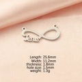 Detailed view of infinity Jesus connector pendant with precise size measurements - Steel Color Top Double Hole