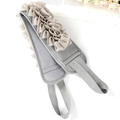 Grey exfoliating back scrubber strap with dual handles and soft lathering mesh - Long Strip Style / Gray