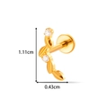 Gouden bladpiercing met zirkonia stenen voor het oor, maat 1,11cm bij 0,43cm - Bladrank Stijl (T2555-2) / Goud