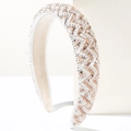 Diadema acolchada con perlas y lentejuelas plata y oro rosa con patrón de ondas - Blanco Café