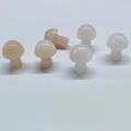 Set of six mini 2cm natural stone mushroom ornaments in white and nude agate stones - Pink Aventurine