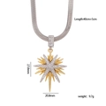 Two-tone North Star pendant necklace with zircons on a gold-silver flat snake chain - Gold and Silver (Eight-pointed Star)