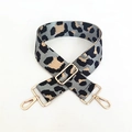 Tracolla larga regolabile con stampa leopardata e ganci dorati per borse a tracolla - Grigio chiaro / Argento