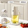 300ml white 2-in-1 oil sprayer and dispenser bottle with glass body and ergonomic handle - Warm Gray White-300ml
