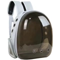 White pet capsule backpack with dark brown transparent dome and breathable metal vents - Gray Transparent Brown Tint
