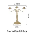Elegante candelabro de hierro dorado de 3 brazos con estilo vintage para cenas románticas - 3 brazos (30CM) / Dorado