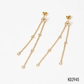 Lange goldene Quastenohrringe mit funkelnden Zirkonkristallen und zarten Ketten - Gold (KD2945)