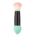 Dual-ended makeup brush with peach gradient bristles and mint green sponge tip - Bullet Tip / Light Green