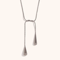 Collar lariat de cadena de serpiente con colgantes de gota plateados para un estilo moderno - Color Acero