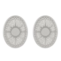 Silver oval sunburst earrings with beaded edge and vintage textured stainless steel - Steel Color Sunburst Texture (4805)