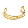 Bracciale rigido aperto a più strati da donna in acciaio inossidabile placcato oro 18K - Oro 18K